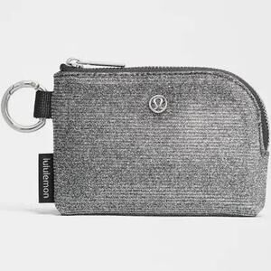 NWT Lululemon Clippable Card Pouch Glitter Graphite Grey Dark Silver Key Ring